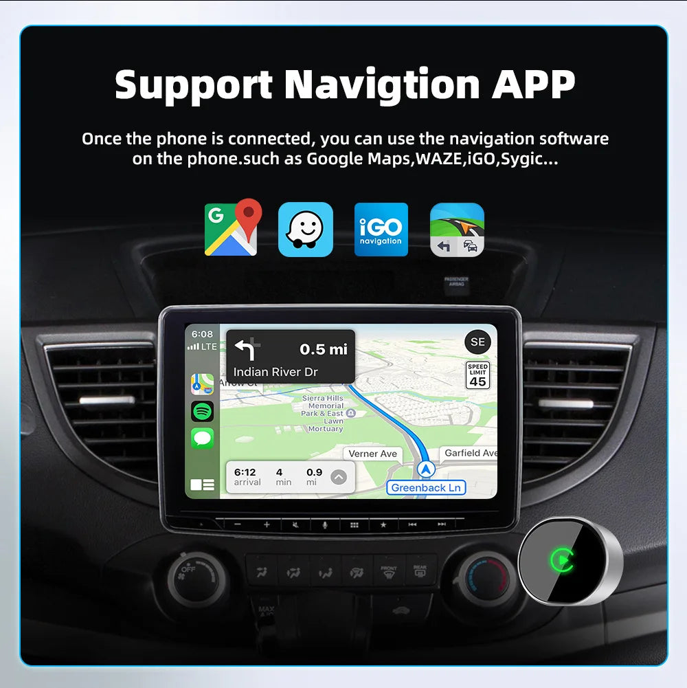 Mini Wireless Carplay Adapter Android Auto AI Smart USB Dongle 2 in 1  WiFi Fast Connect for Benz Chevrolet Ford Honda Toyota