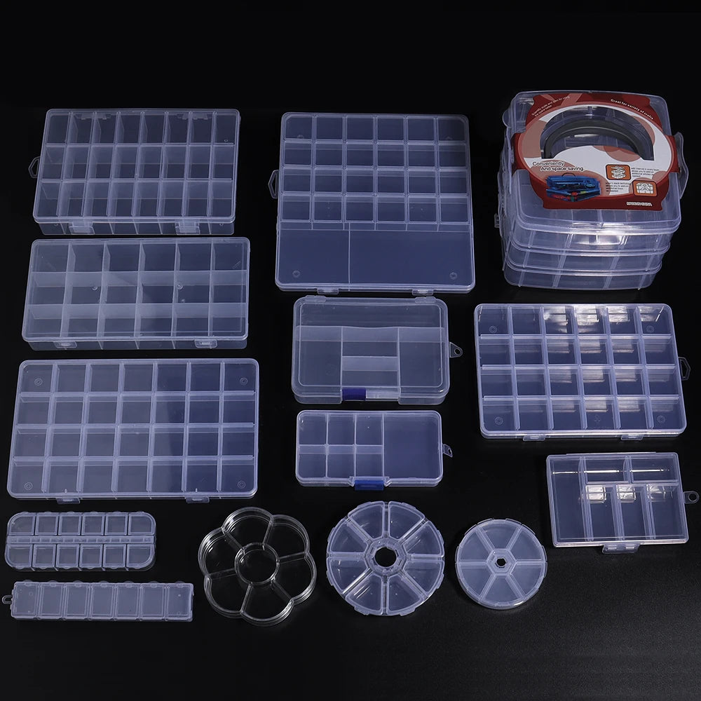 1 Pc Plastic Jewelry Box 5-28 Compartment Slot Organizer Storage Beads Container Adjustable Jewelry Storage Box Rectangle Case