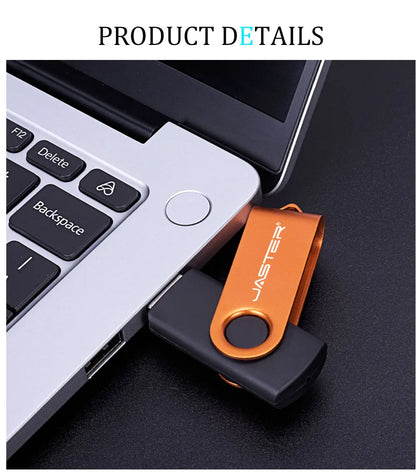 JASTER Obrotowy Pendrive USB 128GB Prezent Biznesowy Pamięć Flash 64GB Metalowy Pendrive 32GB Rzeczywista Pojemność Pendrive USB 16GB 8GB 4GB