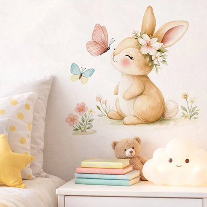 Easter Bunny Wall Sticker Cute Rabbit Family Nursery Wall Decals Kids Room Bathroom Vinyl Wall Art Baby Room Decor Spring Easter