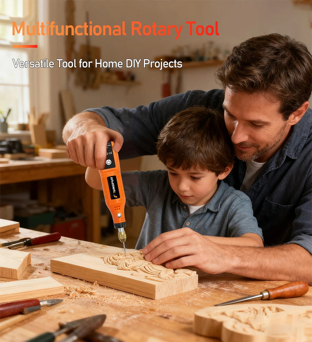 Mini Electric Rotary Tool 16000RPM USB Charging Power Tool Set 3.7V Lithium-Ion Battery Cordless Drill Pen for DIY Craft