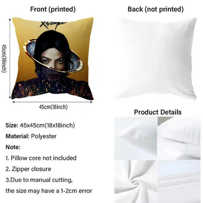 classic singer Michael Jackson Cushion Cover Soft & Easy-Wash Pillow Case – Versatile for Couch, Bed, Travel and Office