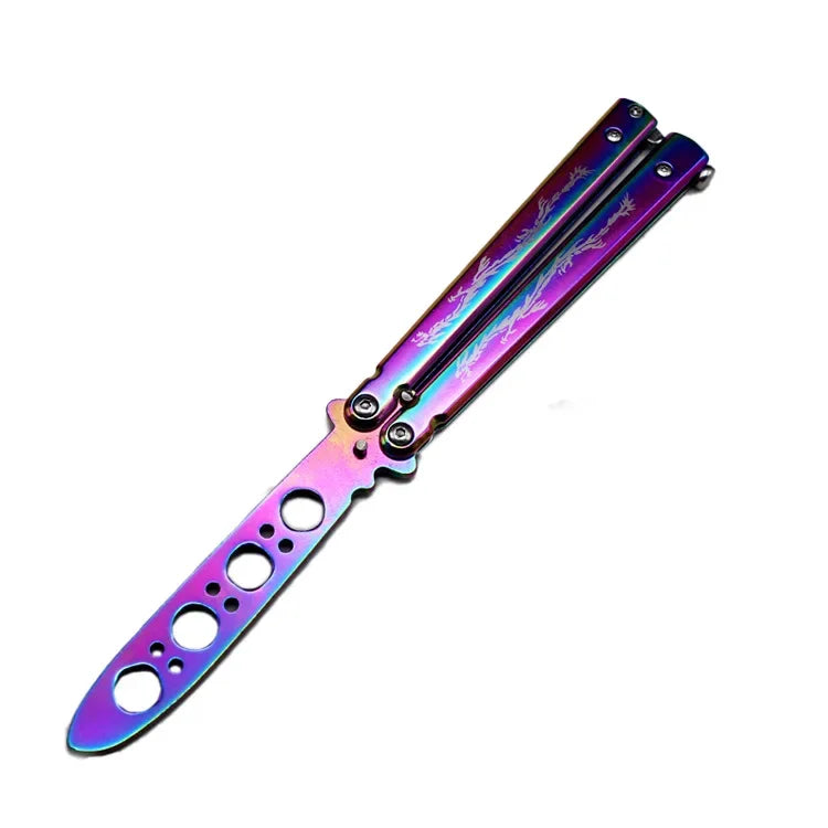 Outdoor Training Butterfly Knife Trainer  Stainless Steel Knife Folding Knife No Edge Dull Tool Combs Shape 56 HRC