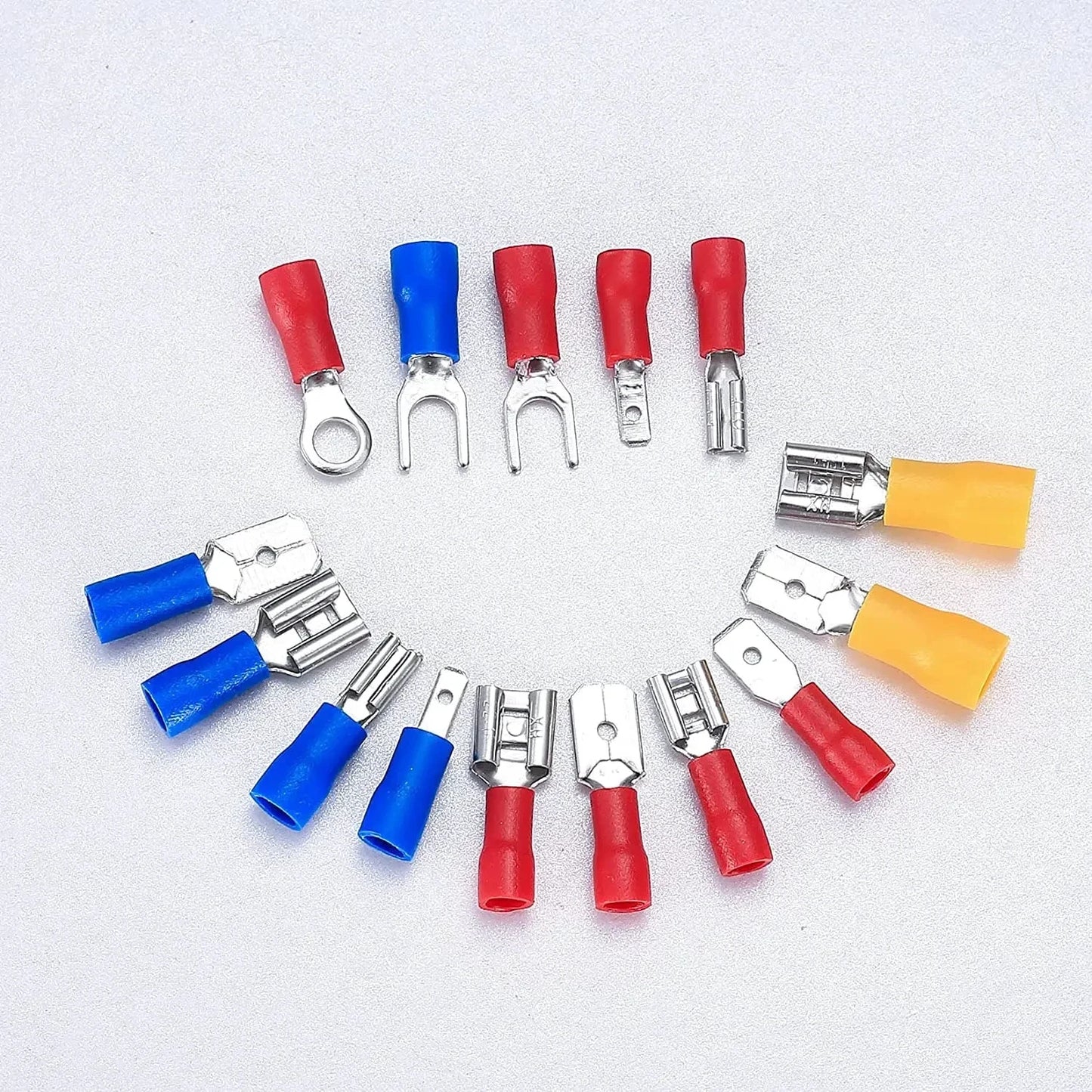Vehicle Electrical Wire Connectors Kit Assorted Male Female Spade Ring Fork Butt Quick Splice Insulated Terminals For Automotive