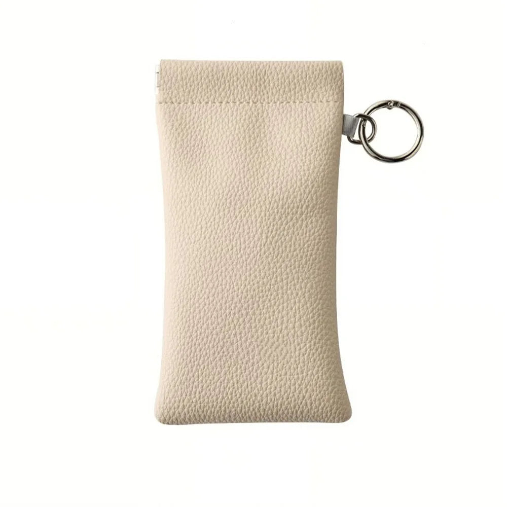 1pc PU Leather Sunglasses Pouch with Keyring Portable Soft Scratch-Resistant Eyeglass Case for Women Men Daily Office & Travel