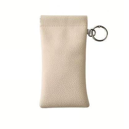1pc PU Leather Sunglasses Pouch with Keyring Portable Soft Scratch-Resistant Eyeglass Case for Women Men Daily Office & Travel