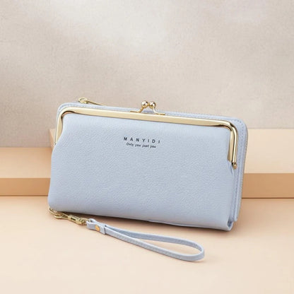 Ladies Crossbody Bag PU Leather Handbag Women Travel Casual Shoulder Bag Everyday Use Double Layer Mobile Wallet Clutch Purse