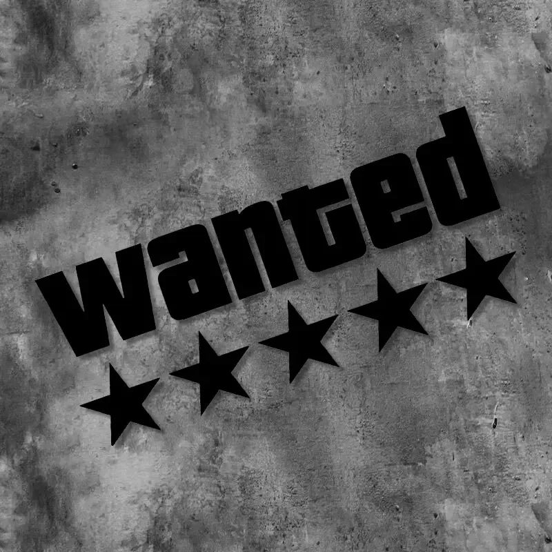 Wanted Star Vinyl Decal - Waterproof Motorcycle Car Scooter Sticker for Fuel Tank Side Panel DIY Decoration