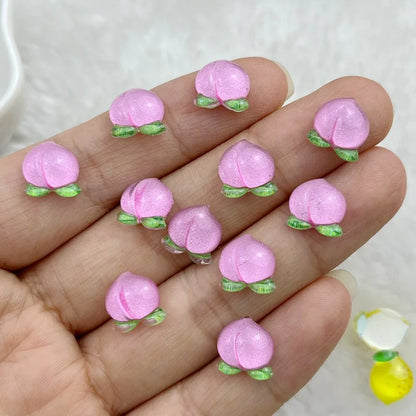 50Pcs New Cute 7-11mm Mini Strawberry, Cherry, Grape, Watermelon Series Resin Flatback Ornament Jewelry Making Manicure Hairwear