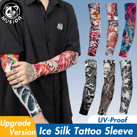 Musion New Seamless Tattoo Sleeves Anti UV Dust Hand Sock Arm Sleeves Fishing Motorcycle Bicycle Unisex Tattoo Sleeve Set A Pair