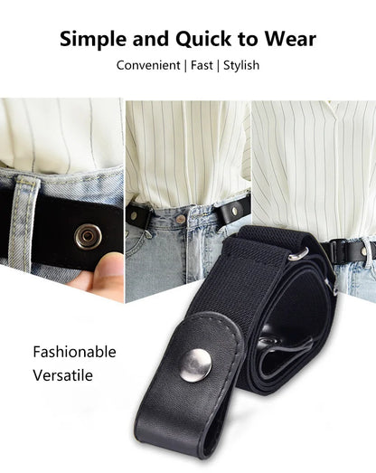 Elastic Adjustable Invisible Waist Belt Canvas Buckle-free Belt For Women Men No Buckle Easy Wear For Jeans Pants Dress