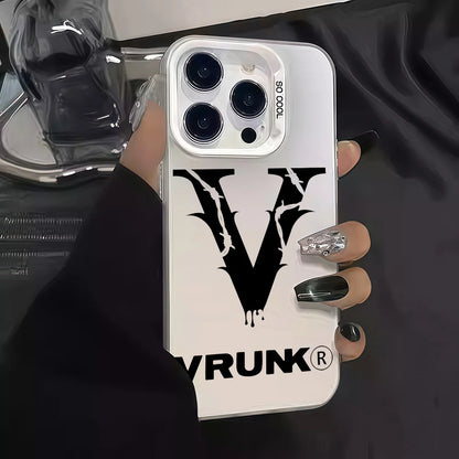 Fashion V-VRUNK phone case For iPhone 12 11 13 14 15 16 17 Max Pro Plus Mini Protective IMD Color Cover