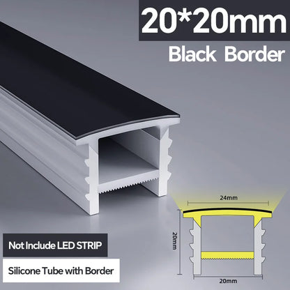 1M-10M LED Neon Rope Tube Soft Silicone Diffuser Channel Black/White Flexible Ribbon Strip Light for Recessed Channel