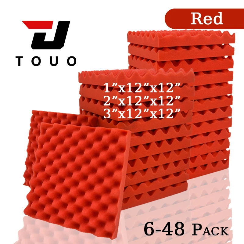 TOUO Acoustic Foam Fireproof Soundproofing Sponge 6/12/24/48 Pcs Egg Crate Soundproof Foam Studio Home Sound-absorbing