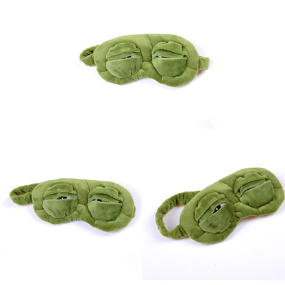 1PC Green 3D FROG Sleeping Mask Eyeshade Plush Eye Cover Travel Cartoon Eyeshade for Eye Travel Relax Sleeping Gift