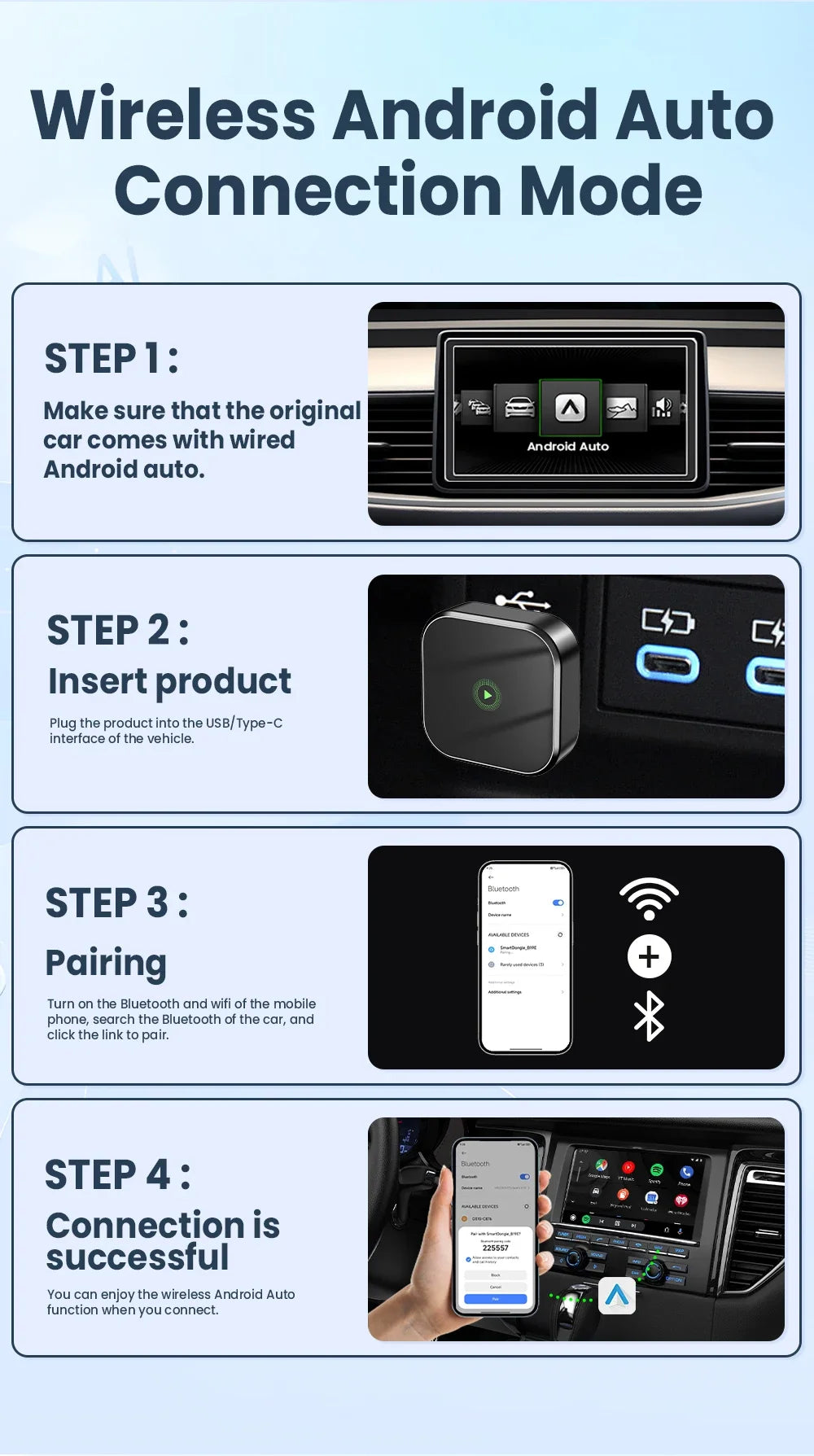 CarRocket 2in1 Wireless CarPlay Dongle Android Auto Adapter AI Smart Box Car Intelligent Systems for Car with Wired CarPlay