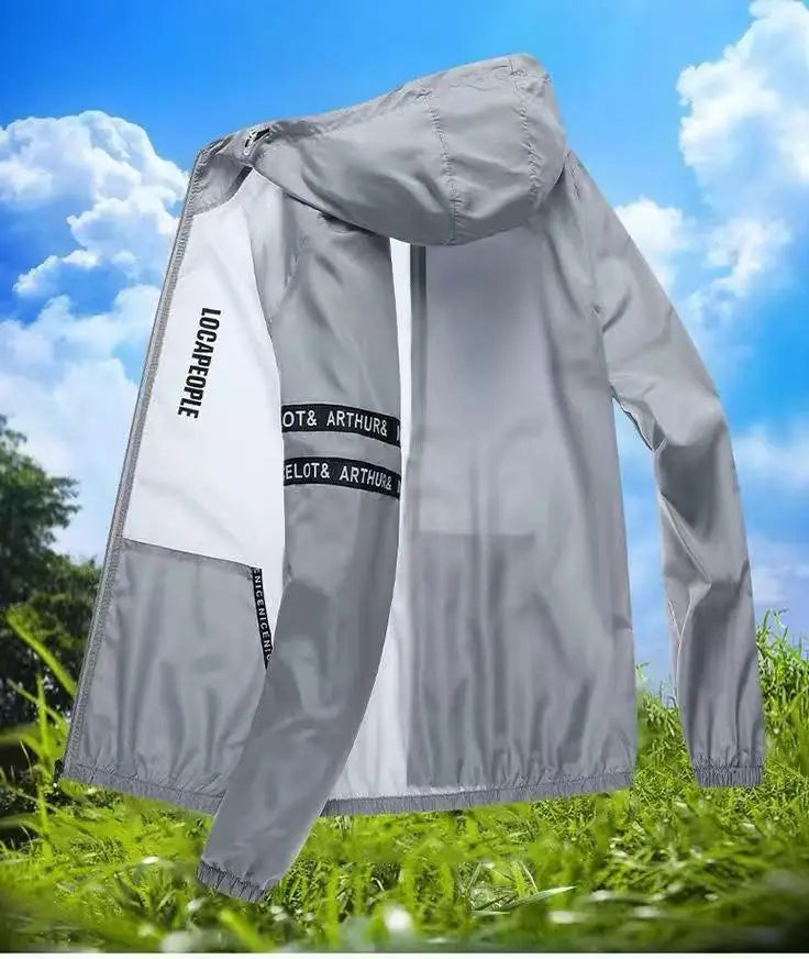 Summer Sun Protection Clothing Men's Casual Waterproof Quick-drying Bicycle Hooded Jacket Plus Size Hiking Thin Skin windbreaker