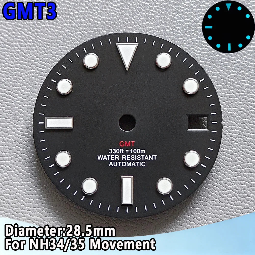 28.5mm NH35 Watch Dial Luminous Dials Single Calendar Dial Suitable For NH35 Movement Can Support DIY Dial Customization Logo