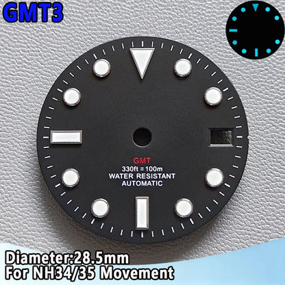 28.5mm NH35 Watch Dial Luminous Dials Single Calendar Dial Suitable For NH35 Movement Can Support DIY Dial Customization Logo