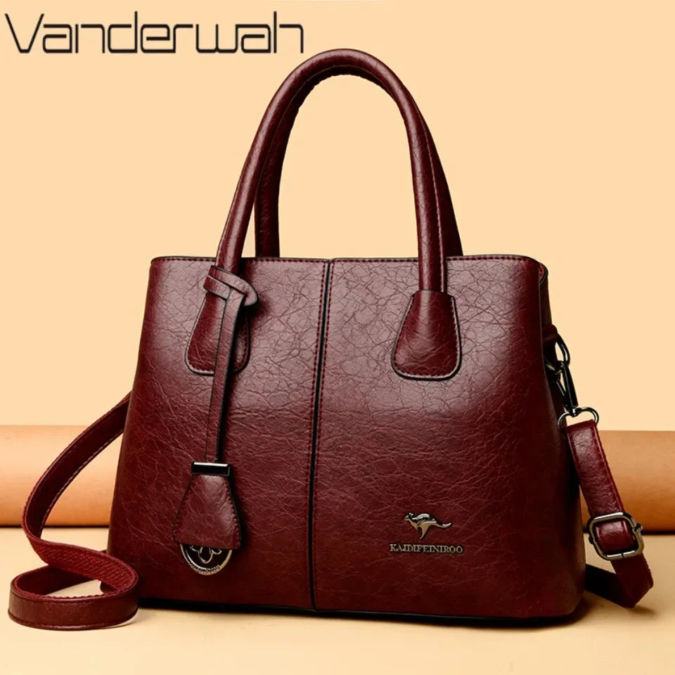 Genuine Brand Women's Soft Leather Handbags Ladies Large Tote Bag Female Square Shoulder Bags Sac Fashion Crossbody Bags Purse