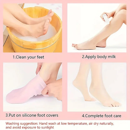 2 Pairs Of Moisturizing Silicone Foot Socks - Specially Designed For Cracked Feet, Contains Massage And Moisturizing Gel