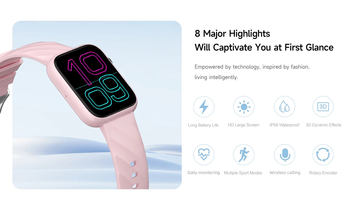 Smartwatch 1,83 cala dla mężczyzn i kobiet, dotykowy ekran, sportowy zegarek fitness, połączenia Bluetooth, cyfrowy smartwatch, wodoodporność IP68