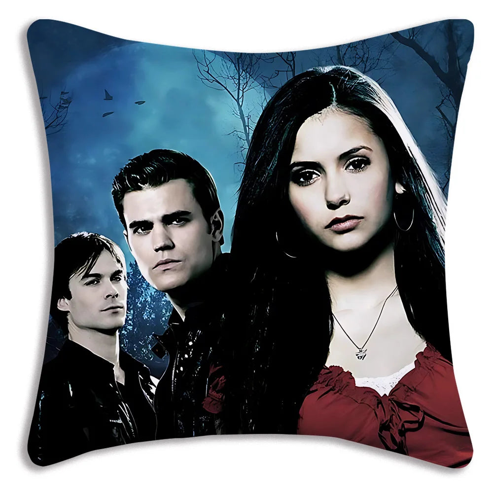 Hot American TV series Vampire Diaries Pillow Covers Sofa Decorative Home Double-sided Printing Short Plush Cute Cushion Cover