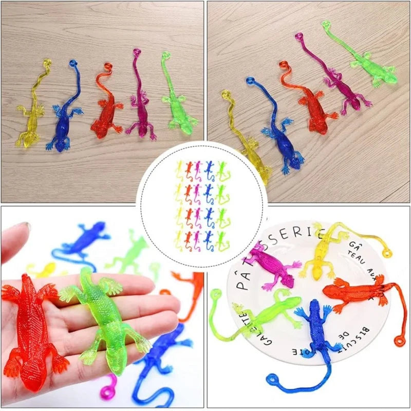 Kids Birthday Party Favors Funny Colorful Sticky Retractable Lizard Toy Pinata Filler Christmas Carnival Boys Girls Rewards