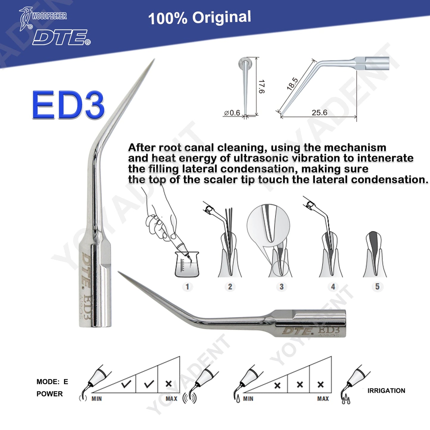 Woodpecker DTE Dental Endo Tips Ultrasonic Scaler Tips Scaling Tips ED-Series Fit NSK SATELEC Scaler Handpiece Dentistry Product