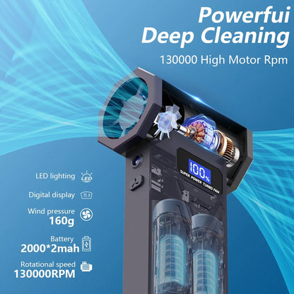 Type-C X6 Violent Fan Powerful Vacuum Dust Cleaner 140000RPM Strong Wind Fast Charging Brushless Turbo Blower Jet for Cleaning