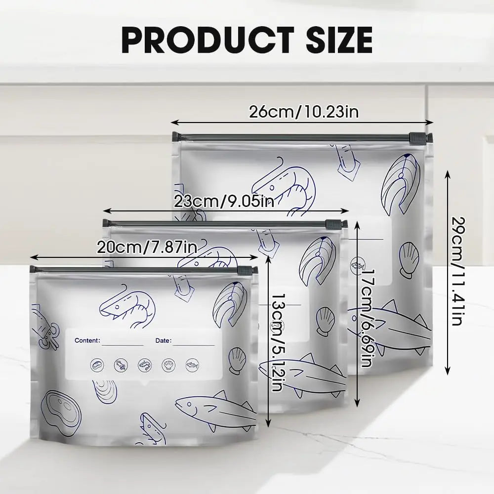10Pcs/Set Aluminum foil fresh-keeping bag sealed antibacterial refrigerator food freezing storage bag zipper seal
