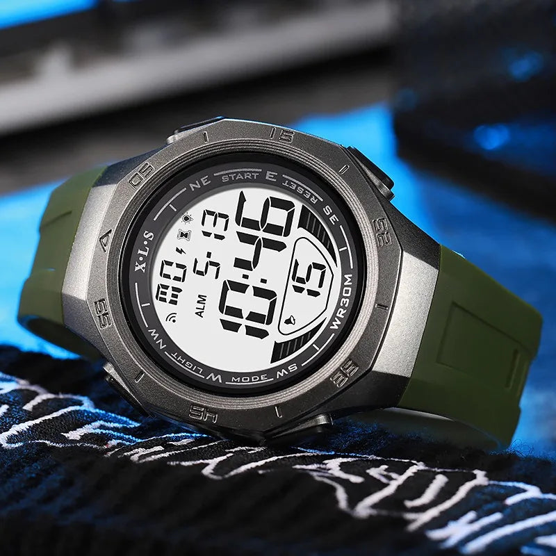 MAYZHISU Men's Sports Watch Waterproof LED Digital Wristwatches Stopwatch Alarm Clock Luminous Sport Watches for Man Teens