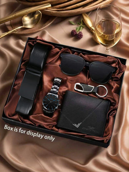 Gift Set Men's Wallet Belt Quartz Watch Sunglasses Gift Father's Day Men's Day Gift for Boyfriend