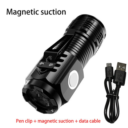 BOOIU Super Bright Flashlight 3 LED Portable Mini Burst Flash Torch Rechargeable Tail Magnet Outdoor Spotlight with Pen Clip