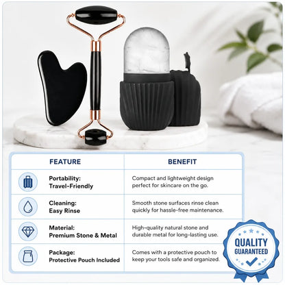 3Pcs Ice Face Roller Gua Sha Board Facial Face Massager Kit Massage Roller  Face Lifting Contouring Tools Beauty Skin Care Tools