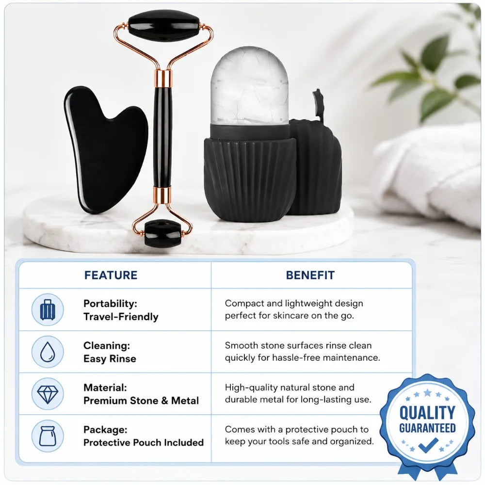3Pcs Ice Face Roller Gua Sha Board Facial Face Massager Kit Massage Roller  Face Lifting Contouring Tools Beauty Skin Care Tools