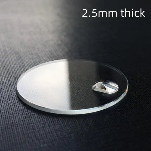 Szkło zegarkowe z okienkiem daty o grubości 2,5 mm, okrągłe, płaskie, mineralne, z lupą bąbelkową, średnica 25 mm-36 mm, YZC886