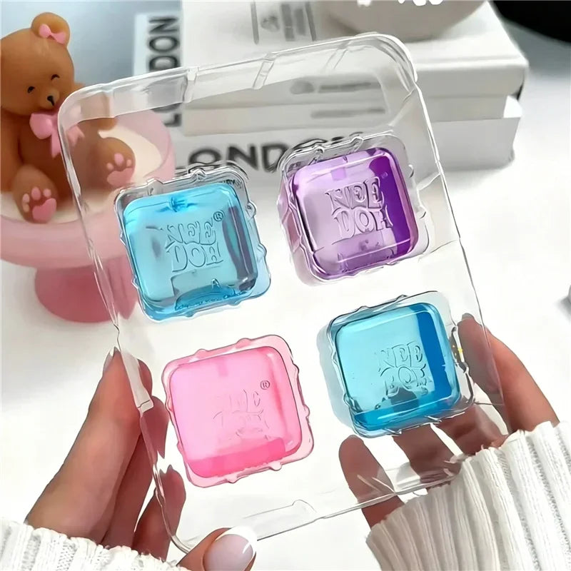 @Nee doh Teenie Nice Ice Cube Fidget Toys Mini4 Pack Set Slow Rebound Squishy Toys Stress Reliever Fidget for Party Favors Gifts
