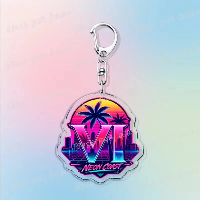 Classic Game Vice City Keychains for Accessories Bag Charm San Andreas Pc Games Lovers Keyring Jewelry Fans Gifts
