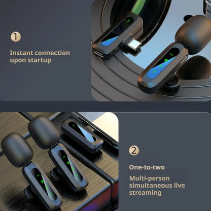 Professional Wireless Lavalier Microphone For Smartphones, Computers and Cameras, Plug and Play,Type-C Port 1-2