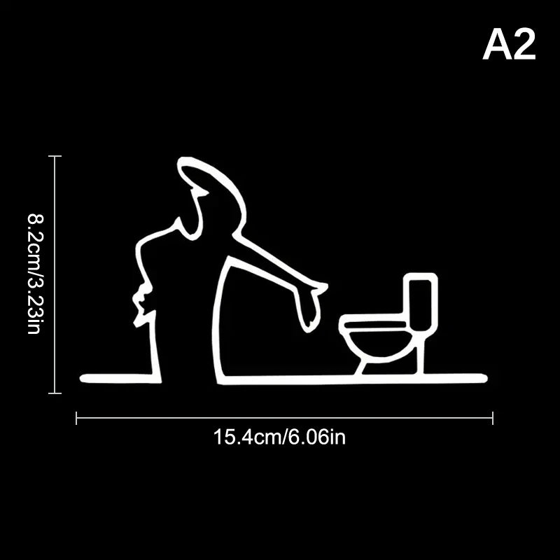La Linea Minimalist Line Art Car Sticker Bumper & Window Door Wall Decal With Cartoon Character Design Home Car Decoration