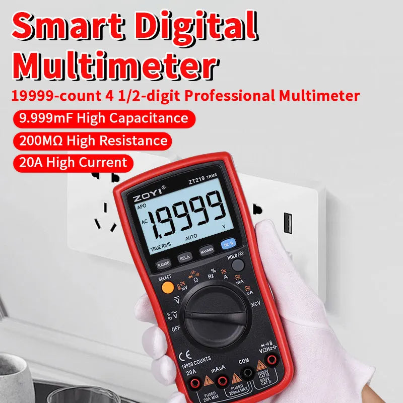 ZT219Digital Multimeter 19999 Counts True Rms Multimeters AC/DC Current Meter Voltimetro Profesional Voltage Tester f