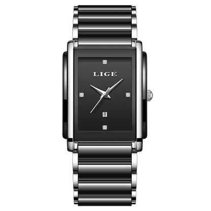 LIGE Creative Square Watch For Women Fashion Elegant Women's Bracelet Watch Stainless Steel Waterproof Date Quartz Wristwatches