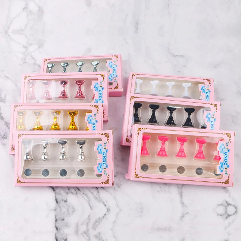 5pcs Nail Holder False Nail Tip Practice Stand Crystal Base Magnetic Holder Nail Art Display For Art Salon DIY & Practice Tools