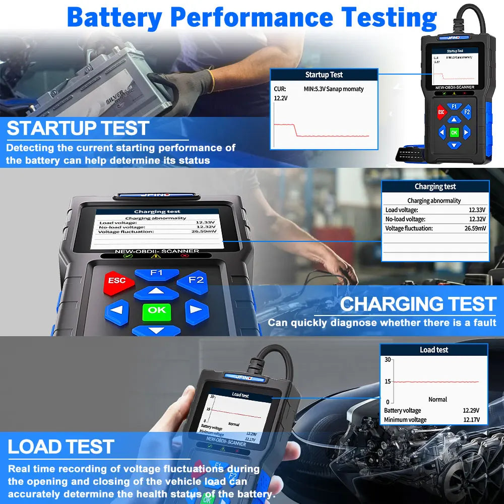 OBD2 Scanner Fault Code Reader JFIND JF700 Car Motorcycle OBDII Diagnostic Tools Voltage Charging Test for Yamaha Honda ELM327