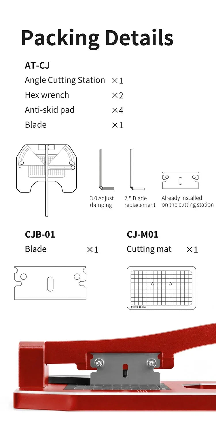 DSPIAE AT-CJ Angel Cutting Station Hand Tool Set for Precision Work Aluminium Alloy Hobby DIY Model Tools Red Carbon Steel Blade