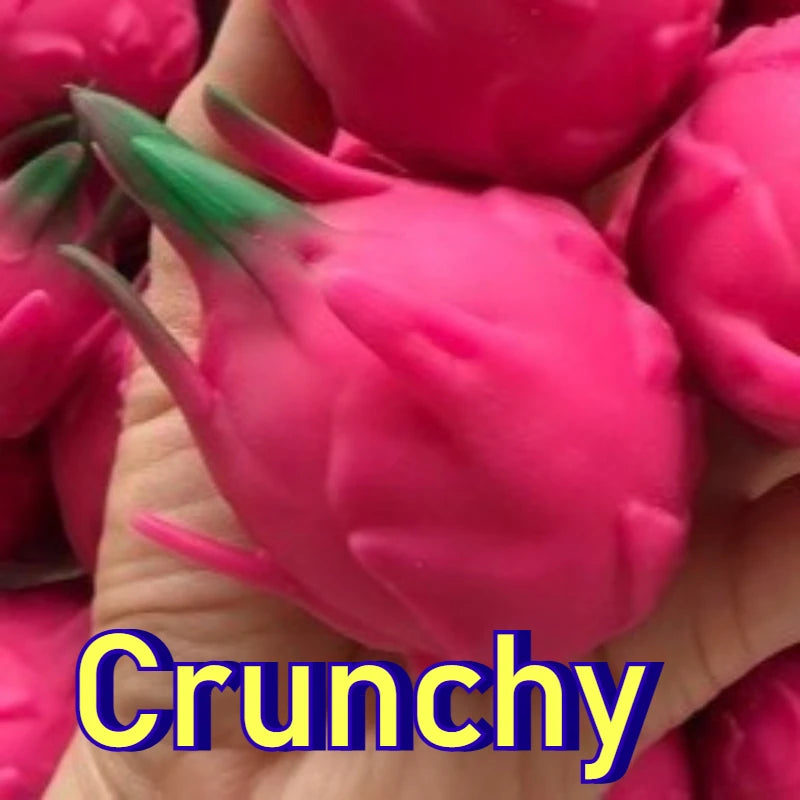 Handmade Crunchy Squishy Durian and Dragon Fruit Stress Ball Squeeze Toy, Squishy Fidget Ball, ASMR Sensory Stress Relief Toy