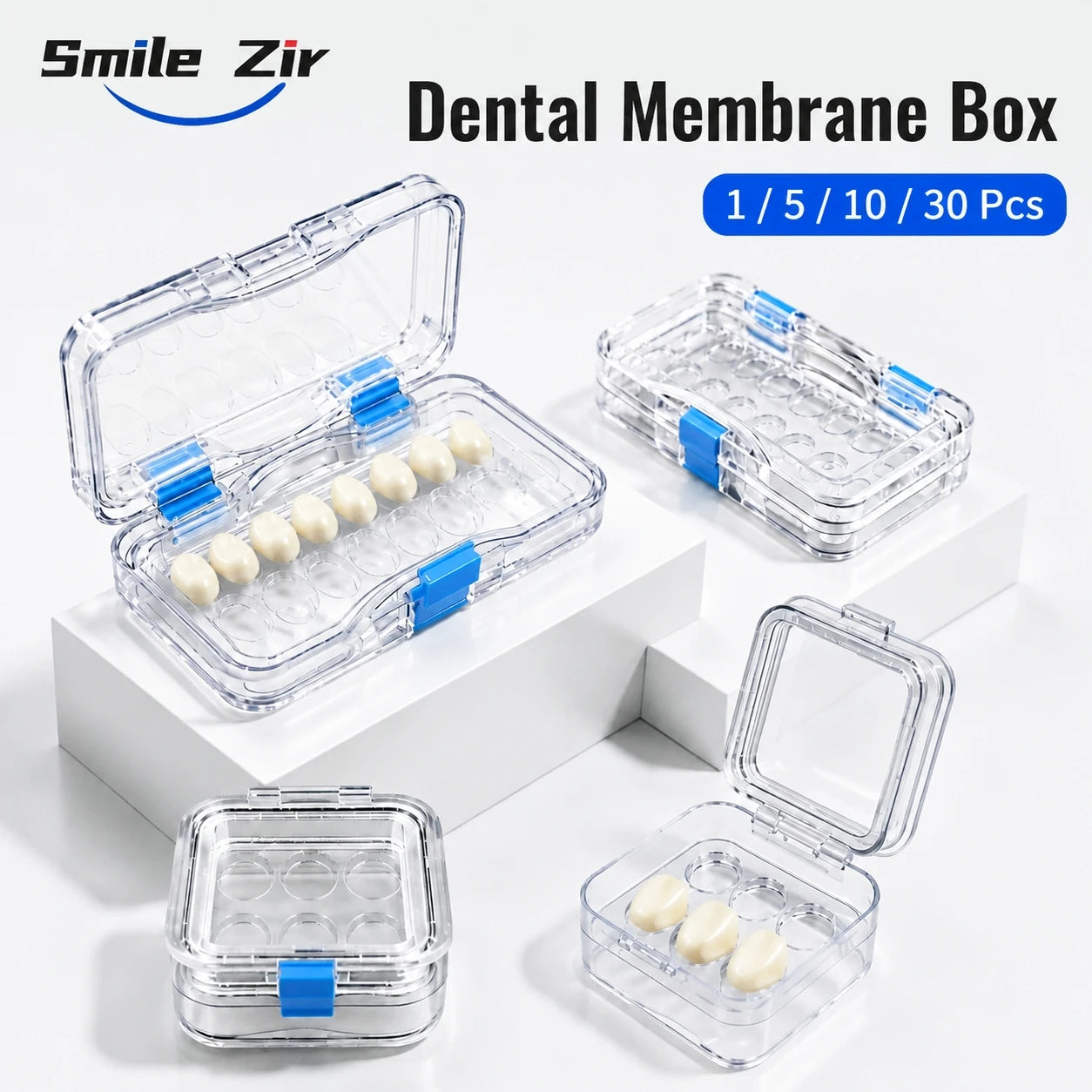 Dental Veneer Membrane Box with Film Transparent Denture Storage Box with 6/16 Hole for Small Crown Dentistry Materials Tools