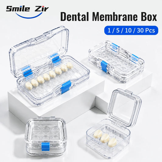 Dental Veneer Membrane Box with Film Transparent Denture Storage Box with 6/16 Hole for Small Crown Dentistry Materials Tools
