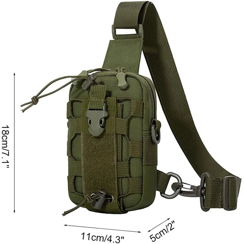 Outdoor Water Bottle Waist Bag Phone Crossbody Storage Pouch Camping Cycling Chest Bag Multifunctional Tactical Chest Bag Men's